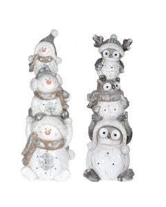 Xmas decorative character, 3 LED penguins, polystone, 68 cm