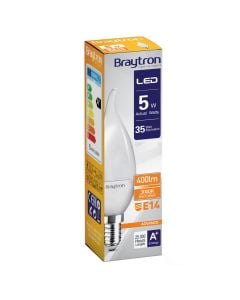 LED lamp BRAYTRON, C37T, , E14, 5W, 3000K, 400lm, 220V-240V AC