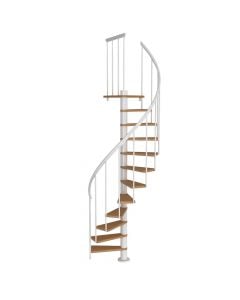 Caligary Spiral Staircase, with beech wood violations, ø140 cm, H 280 cm, 11 steps + pedal, natural color steps and Antharcide color structure