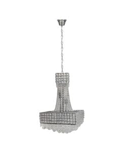 Pending lamp, E14, 8x40W, metal / crystal, D40xH65 cm, chrome plated