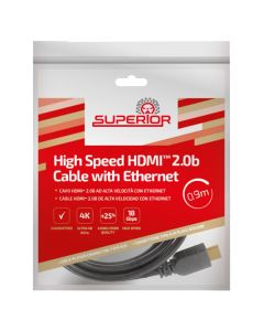High speed HDMI 2.0b cable, 0.9 m, with Ethernet, 0.9 m, Ultra HD, 3D