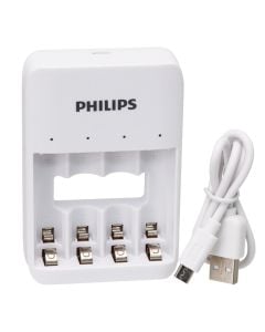 Karikues baterish, Philips, 2xAA 1300 mAh + 2xAAA 800 mAh, 1x Micro USB, 100V - 240V