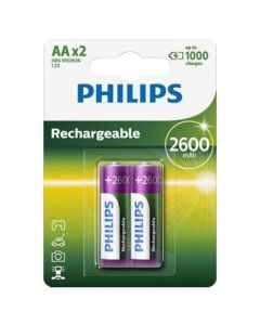 Rechargeable batteries, Philips, AA, 2600 mAh, 2 pcs/pack