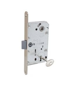 Door lock with plastic flounder, AGB, Nickel, 50x90mm