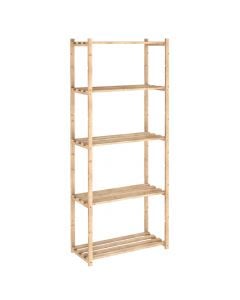 Solid Pine wood 5 shelves Serie Natura, width 65, deepth 30 cm, shelves adjustable in height, 171 x 30 x 65 cm