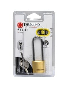 Padlock 30 mm, compact brass body, double locking, 2 keys