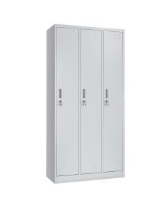 Door locker, for clothing with 3 individual lock + hinges, RAL 7035, H1850 x W900 x D450