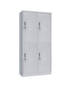 Door locker, for clothing with 4 individual lock with shelf + hinges, RAL 7035, H1850 x W900 x D450