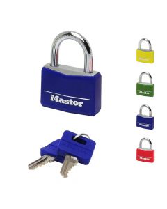 Masterlock padlock, Security level 4, 30mm aluminium padlock- 18mm hardened steel shackle, 5mm diam.- 4 pins- 4 colours, Luggage