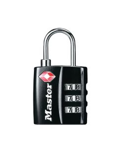 Masterlock padlock, Security level 4, 30mm wide set-your-own combination tsa-accepted luggage padlock  black, Luggage