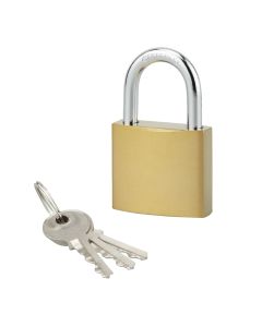 Padlock brass-plated steel padlock with nickel-plated steel handle in 40mm with 3 keys varied