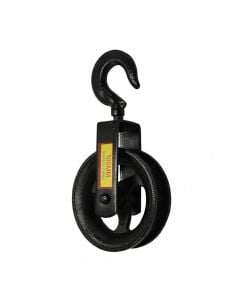 Cast iron pulley, for wire, 100mm, with hock