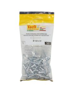 Open end large dome head blind rivets, al/zp steel, Ø 4,8x12/14mm, Bag 50