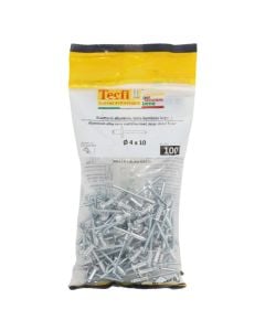 Open end large dome head blind rivets, al/zp steel, Ø 4x10/10mm, Bag 100