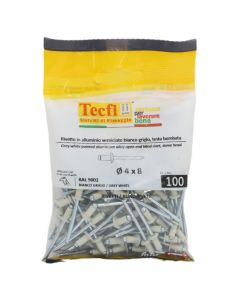 white dome blind rivets, al/zp steel ISO 15977-RAL 9002 grey, Ø 4x8mm, Bag 100