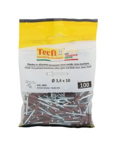 Perçina Alumini/çeliku  RAL 3009, Ø 3,4x10mm , Bag 100