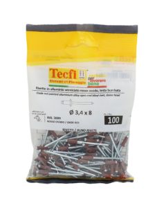 Perçina Alumini/çeliku  RAL 3009, Ø 3,4x8mm , Bag 100