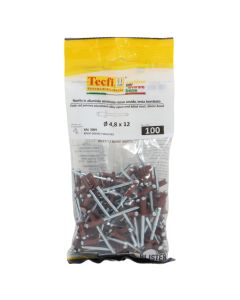 Perçina Alumini/çeliku  RAL 3009, Ø 4,8x12mm , Bag 100