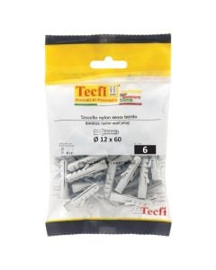 Unrimmed Nylon anchor, Ø12x60mm, Bag 6