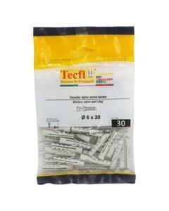 Unrimmed Nylon anchor, Ø6x30mm, Bag 30