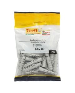 Rimmed Nylon anchor, Ø8x40mm, Bag 20