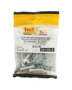 Multi-purp.rim.Nylon anch.w/CSK screw+masonry drill, Ø 6x32mm, Bag 10