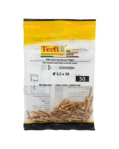 Flat CSK head torx recess chipboard screw,yellow zp, Ø3,5x20mm, Bag 50