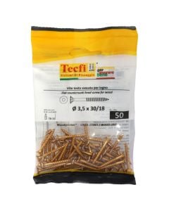 Vida druri koke trox e verdhe, Ø3,5x30/18mm , Bag 50