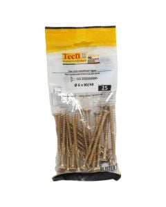 Flat CSK head torx recess chipboard screw,yellow zp, Ø6x80/48mm, Bag 25