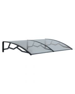 Canopy for entrance doors polycarbonate, trasparent, anti-UV, dark grey arms, L145 x W100 cm