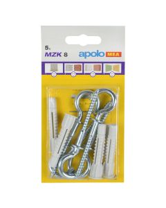 Apolo fixing plastic toggle MZK 8x60 anchors with screws 5x70 5pc/pack