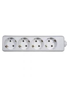 Extension plug Shuko Emos 4P, IP20, 4 × 2P + PE, cordless, white
