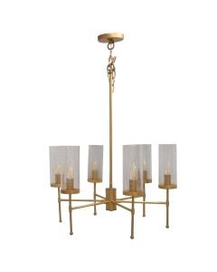 Pendant light E14-6x40 W, Iron frame, Satin gold, white glass, D23-1 / 2, H15-1 / 4, 230V