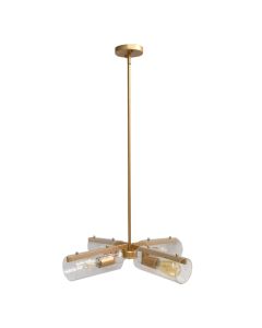 Hanging light E14-4x40 W, iron frame, deep gold, white glass, D27.5 x H43, 230V