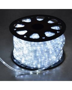 LED rop light, 24L/m, 2m/cut, white with 50% white flash LED, tube size 10mm, 100m long, 230V, 50pcs Connector