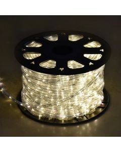 LED rop light, 24L/m, 2m/cut, warm white with 50% warm white flash LED, tube size 10mm, 100m long, 230V, 50pcs Connector