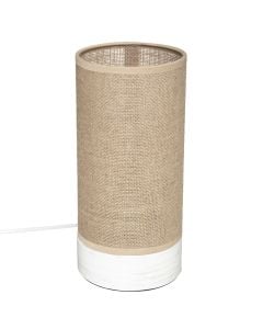 ELVA table lamp, 1xE27, 40W, D. 12.5 x H. 27 cm, ceramic / textile material, beige / white, 230V.