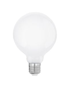Llampe Led Eglo, "Milky" glob I madh , 7 watt led, 806 lumen , me hedhje drite 360 grade , pa plastike, xham opal total , 2700K e ngrohte , portollampe E27