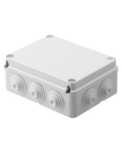 Electrical distribution box, 190x140x70, plastic material.