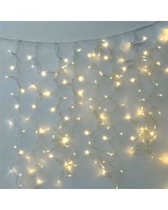 LED light curtain, 3x2m, 600L, durable, with coupler, gold, transparent cable