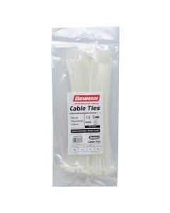 CABLE TIES, WHITE, BENMAN, 200mmX2,5mm (100pcs)
