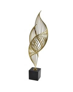 Decorative object, metal, wooden base, golden, Ø18 xH60 cm