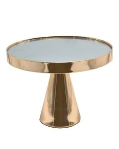 Tray, metal frame, mirror top, golden, Ø20.5 xH19 cm
