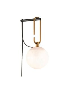 Wall light, E27, 14x32 cm, black/gold/white