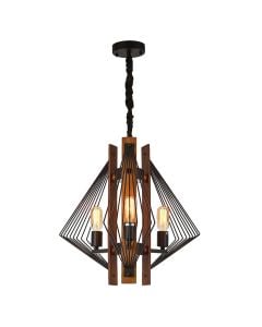 Pendant light, 3xE27, Wood/Black