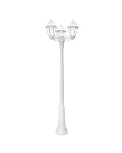 Exterior post light, Fumagalli, White, clear diffusor, 3 x E27, 209 cm