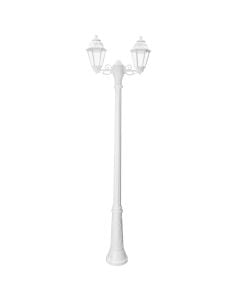 Exterior post light, Fumagalli, White, clear diffusor, 2 x E27, 209 cm