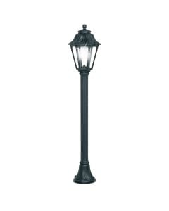 Exterior post light, Fumagalli, black, clear diffusor, 1 x E27, 110 cm