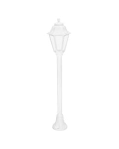 Exterior post light, Fumagalli, White, clear diffusor, 1 x E27, 110 cm