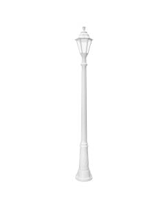 Exterior post light, Fumagalli, White, clear diffusor, 1 x E27, 182 cm